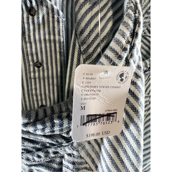 Free People Bendita Midi Dress Size Medium Stripe A-line V-neck Hickory Stripe - Picture 8 of 11